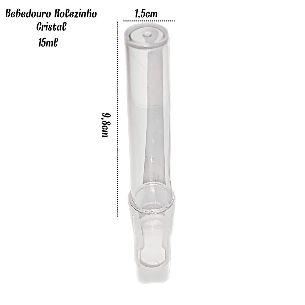 Bebedouro Palito Rolezinho Passeio Cristal 15ml sem Presilha - Passaros Coleiro Curio Birds
