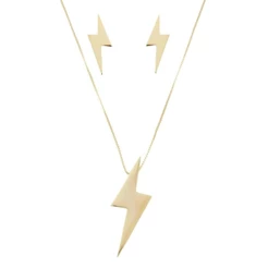 CONJUNTO COLAR E BRINCO FOLHEADO A OURO 18K RAIO LP PIUKA