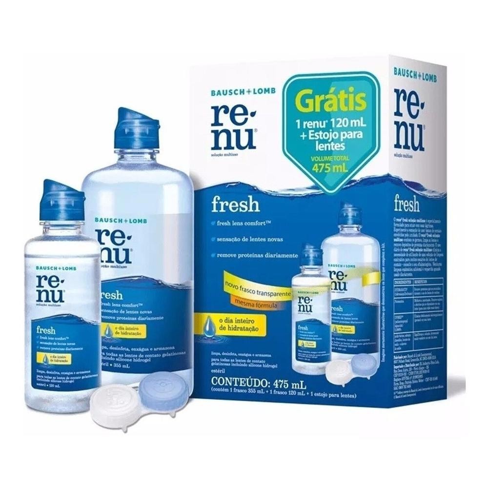 Renu Fresh Solucao para Lentes 355ml Gratis 120ml + Estojo em Oferta na Shopee