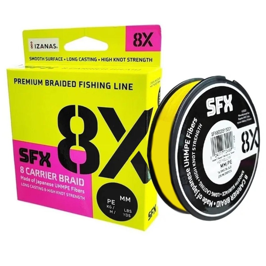 Linha Multifilamento SFX 8X 270mts 0.33mm 56,32lb Amarela - Sufix
