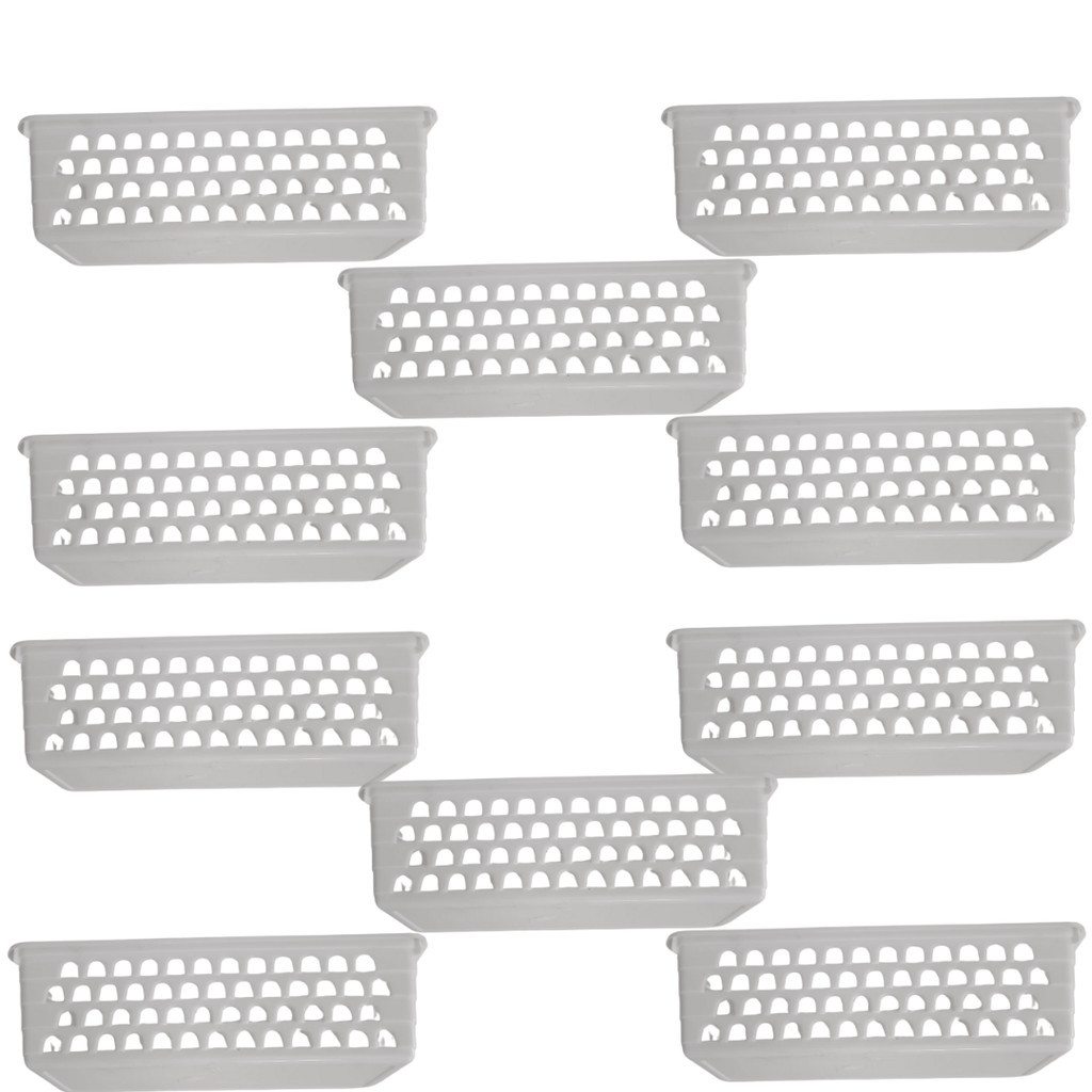 Kit 10 Cesto Organizador Retangular Multiuso Plastico 28x11x8cm Para Geladeira Gavetas Prateleira 123Organizei
