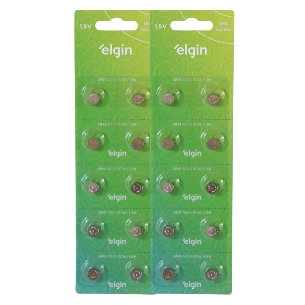 20 Baterias Pilhas Alcalina Lr41 1,5v Blister Cartela Elgin em Oferta na Shopee