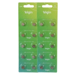 20 Baterias Pilhas Alcalina Lr41 1,5v Blister Cartela Elgin