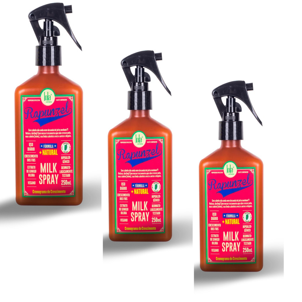 Kit Com 3 Leave-In Lola Cosmetics Rapunzel Milk Spray  250ml