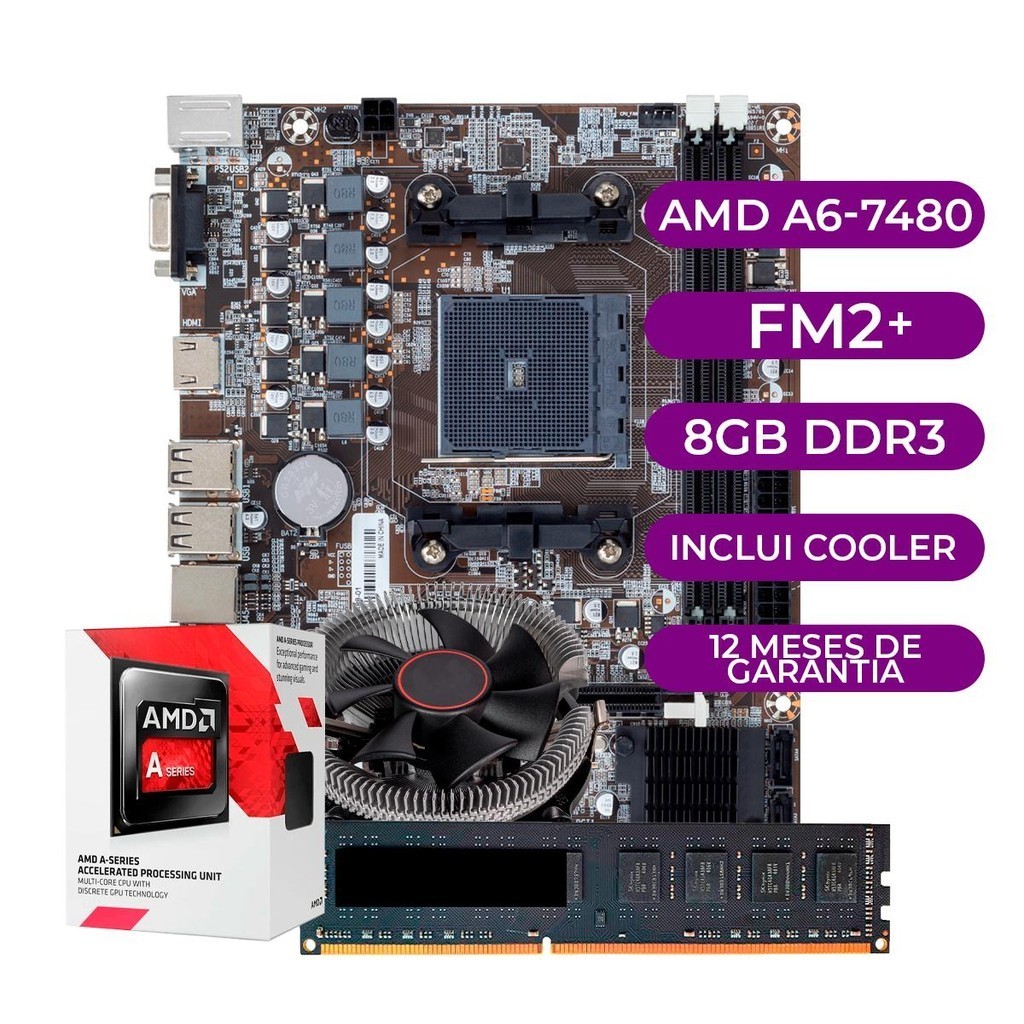 kit Upgrade AMD A6-7480 + Cooler + Placa Mae FM2 + 8GB DDR3 - Computers & Accessories