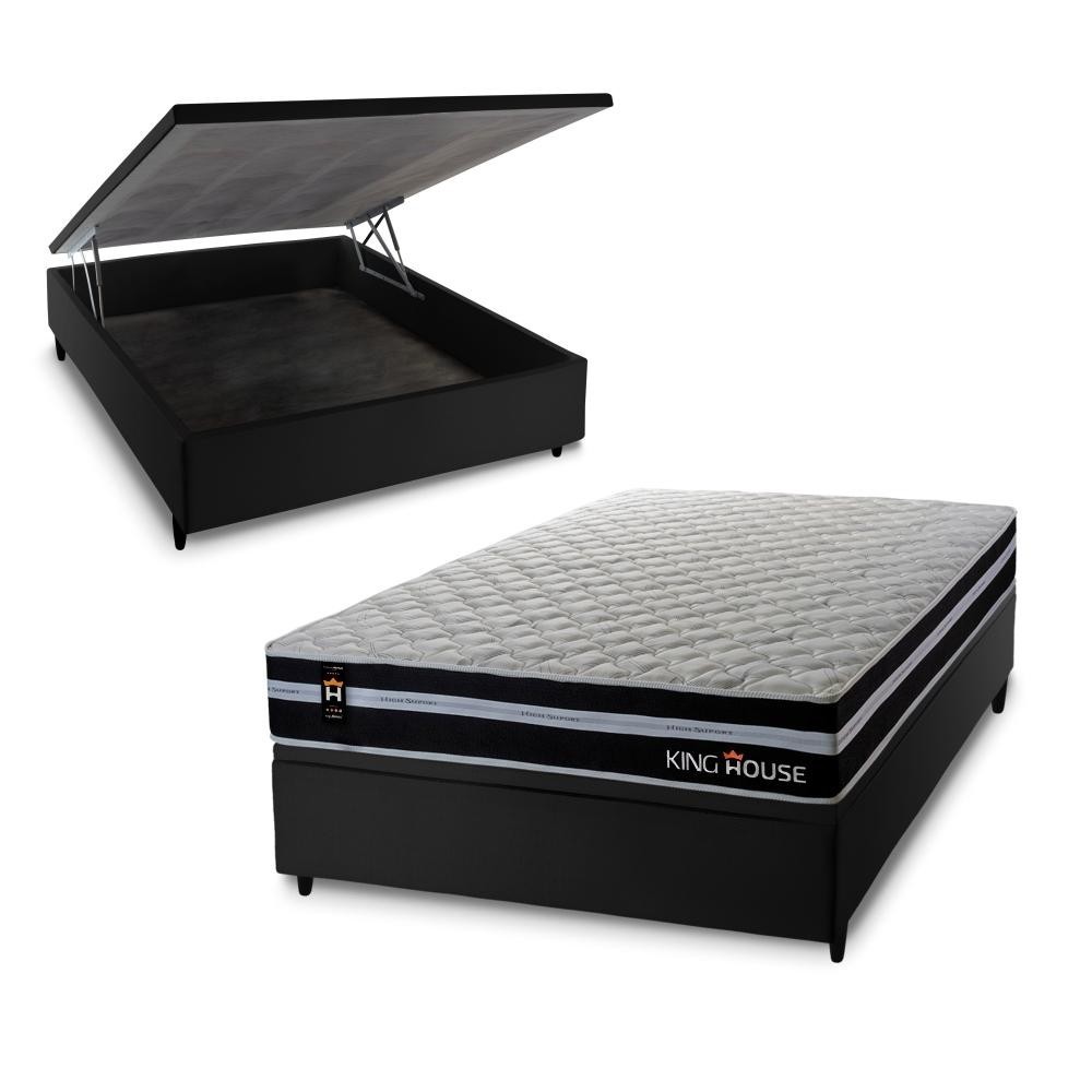 Conjunto Box Baú Durham Preto 138x188x67 c/ Molas Ensacadas em Oferta na Shopee