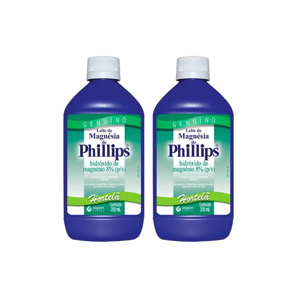 2x Leite De Magnésia Phillips Sabor Hortelã Com 350ml
