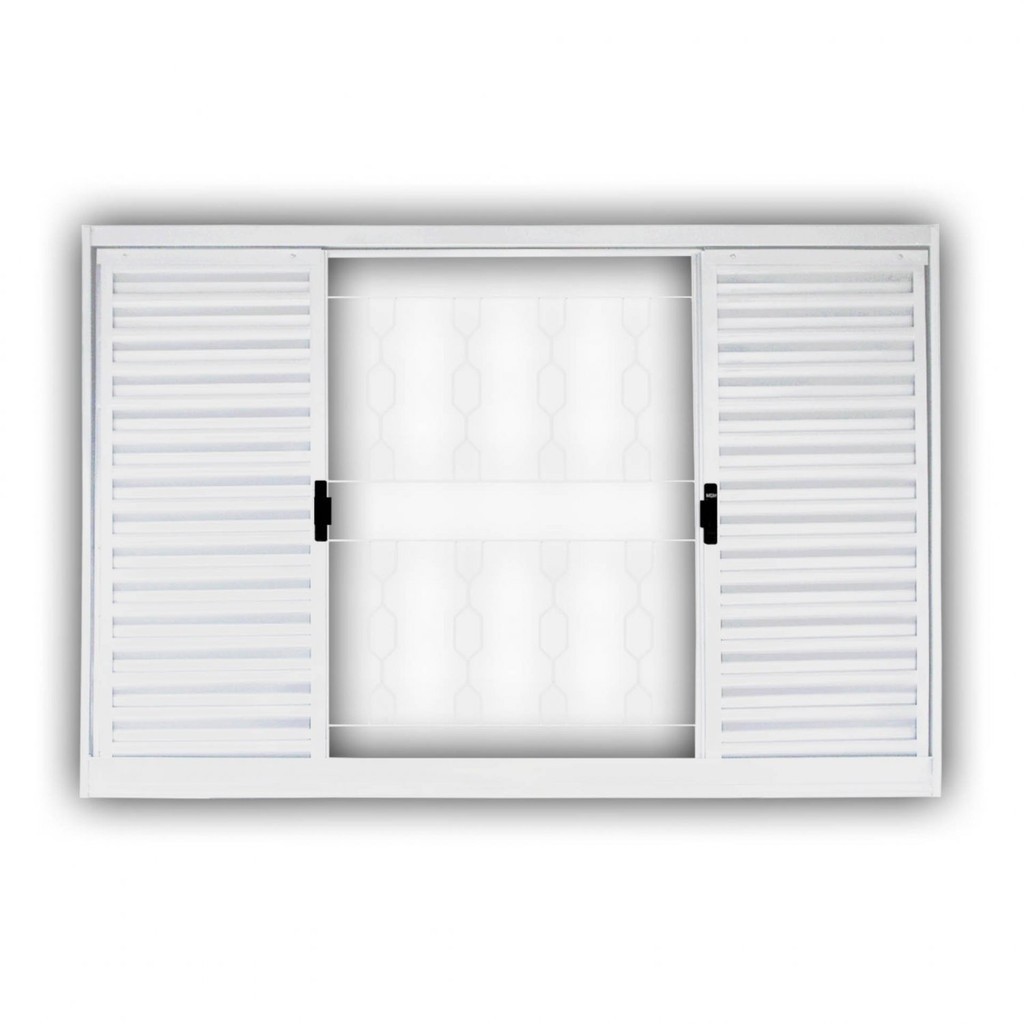 Janela de Aço Veneziana de Correr 100x100cm 4 Folhas com Grade Minas Sul MGM em Oferta na Shopee