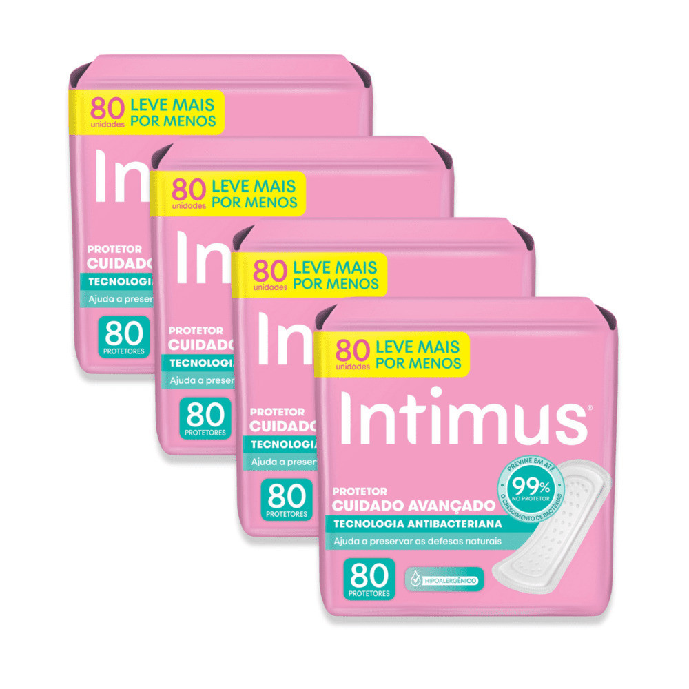 Kit 4 - Protetor Díário Intimus® Tecnologia Antibacteriana 80 Un em Oferta na Shopee