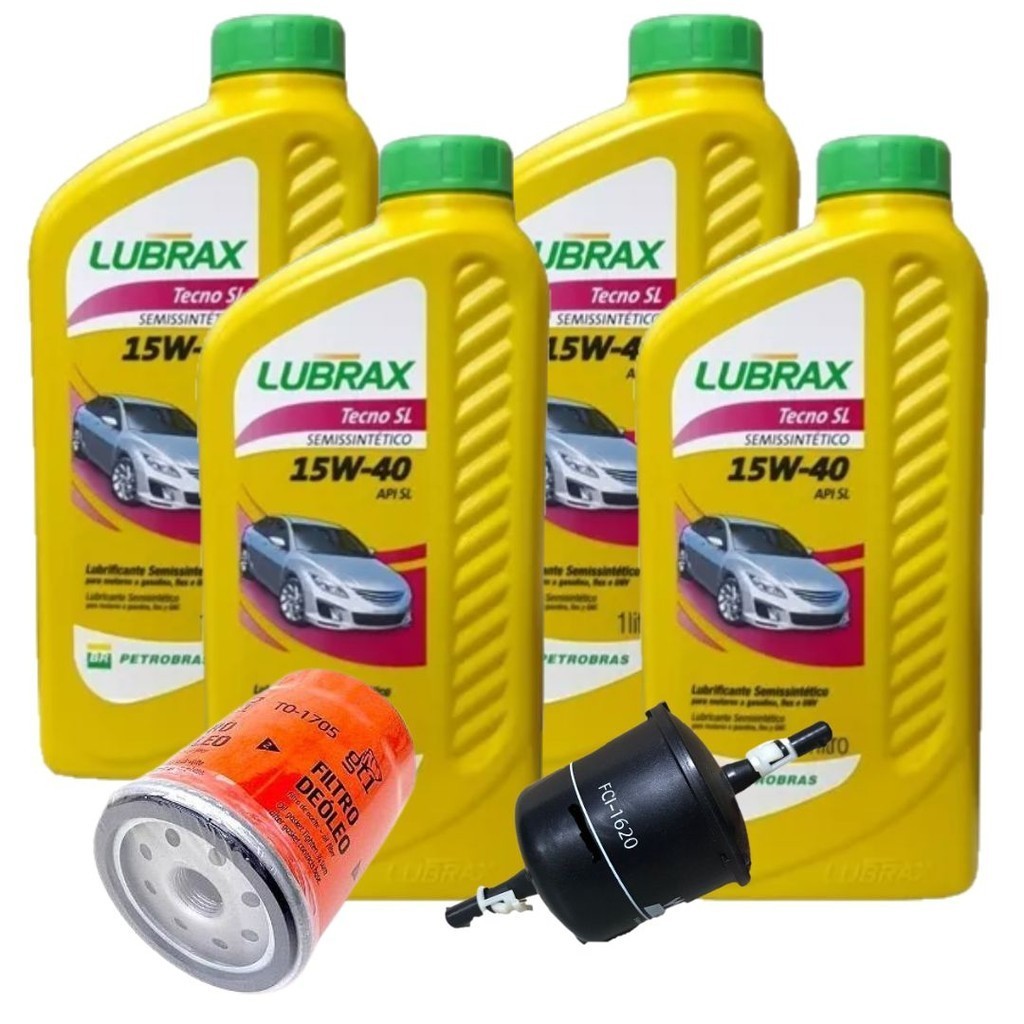 KIT TROCA DE ÓLEO LUBRAX 15W40 + FILTROS (GOL G4 1.0 8V)