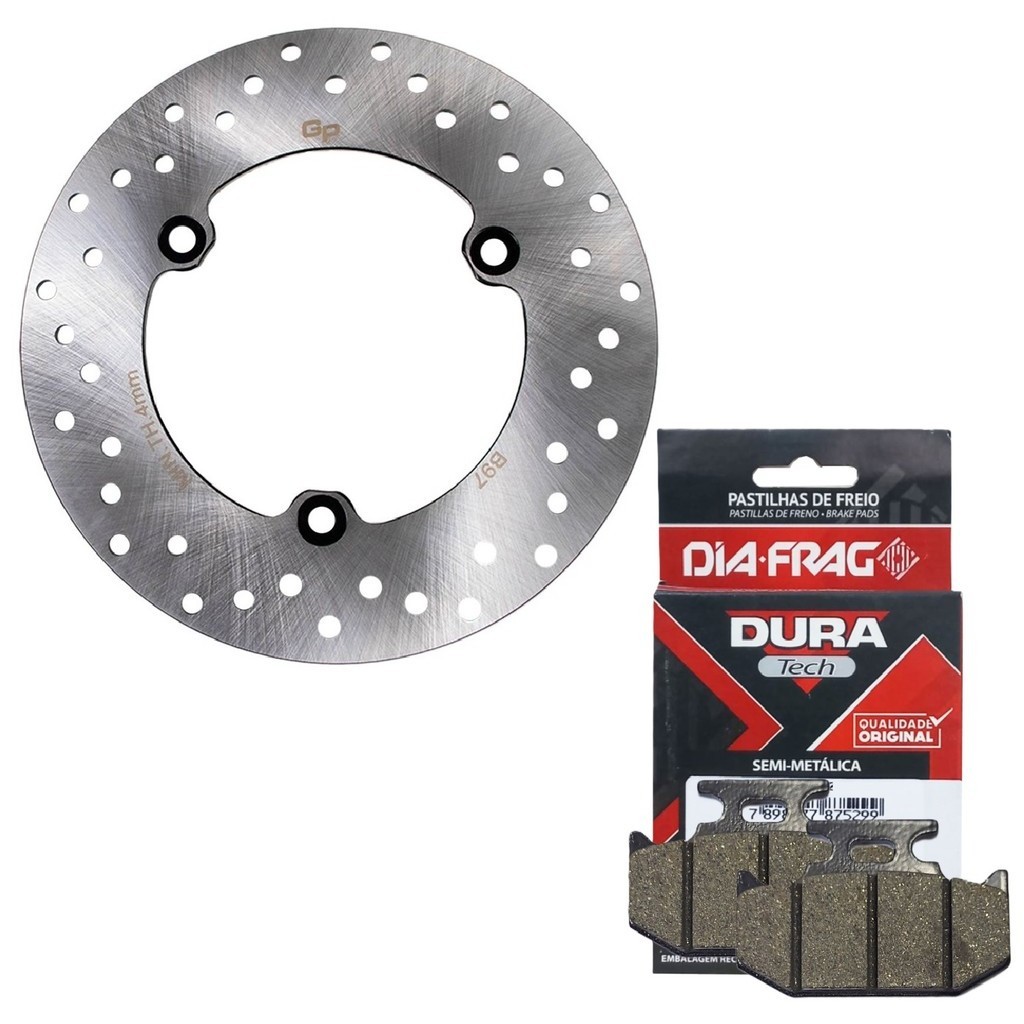 Disco de Freio Traseiro Fz25 250 Abs / Fz15 150 Abs / Yzf R15 + Pastilhas Diafrag em Oferta na Shopee