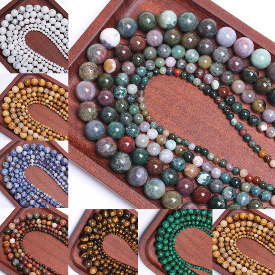 15-40pcs 4-12mm 8 Estilos Pedras Naturais Redondas De Para Jóias Fazendo Pulseiras De Bricolagem Acessórios Colar em Oferta na Shopee