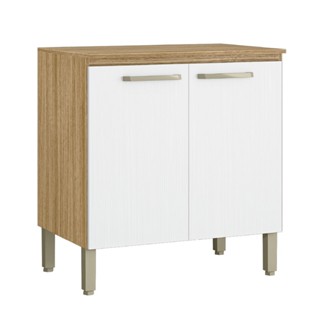 Balcão de Cozinha Duplo Com Tampo 2 Portas 0,80m Madeirado / Branco Ametista Kit’s Paraná em Oferta na Shopee