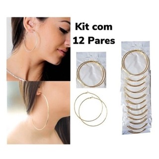 Cartelao com 12 pares de Brincos de Argolas PRATA/DOURADO -TEMOS VARIOS TAMANHOS