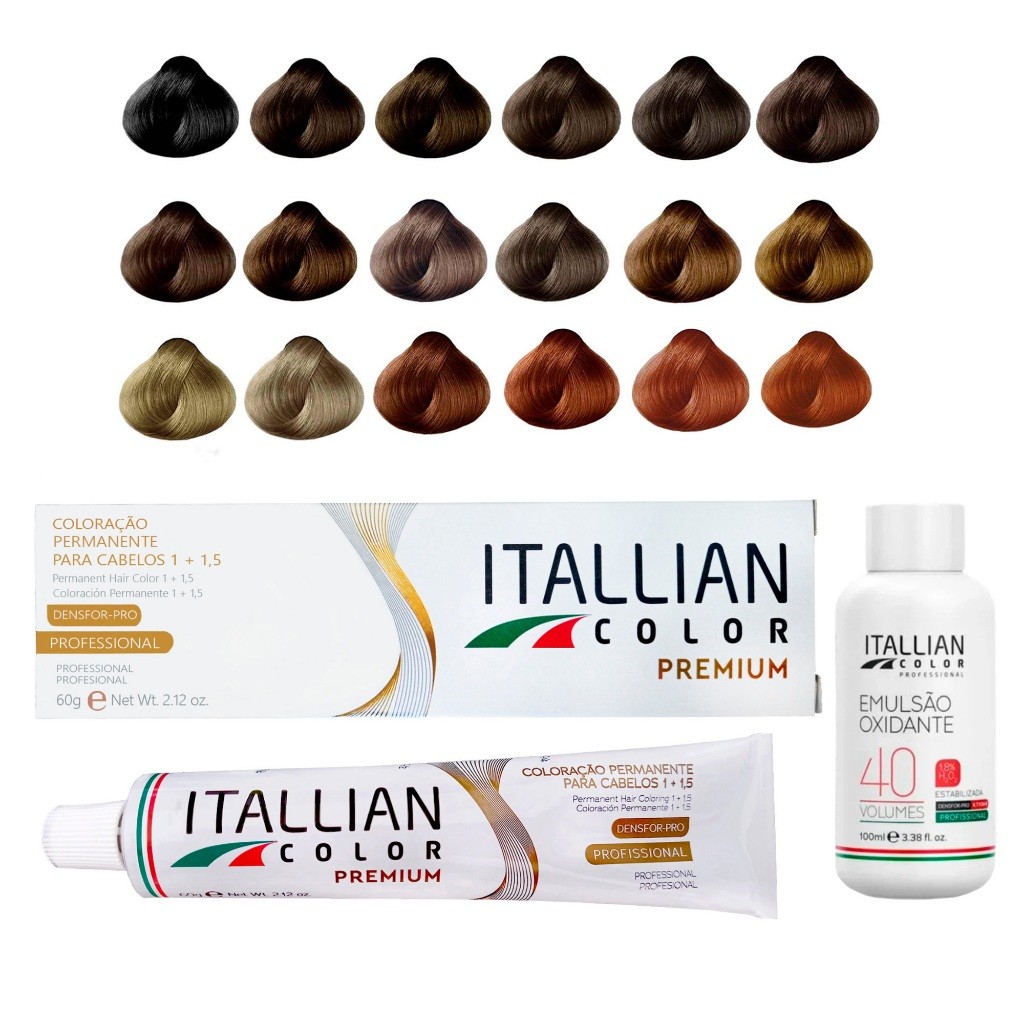 Coloração Itallian Color 60g + Emulsão Oxi de 40 Volumes 100ml