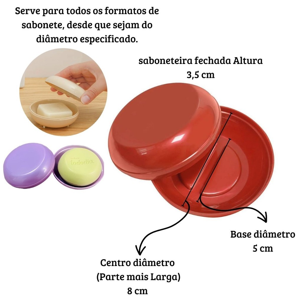 Kit 2 Saboneteira Plástica Redonda Porta Sabonete e Banheiro