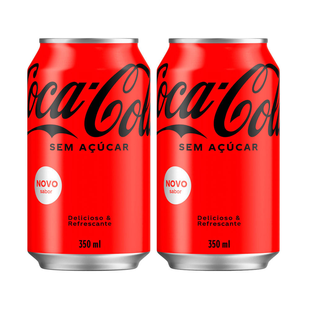 Kit 2 Refrigerante Coca Cola Sem Açúcar Lata 350ml em Oferta na Shopee