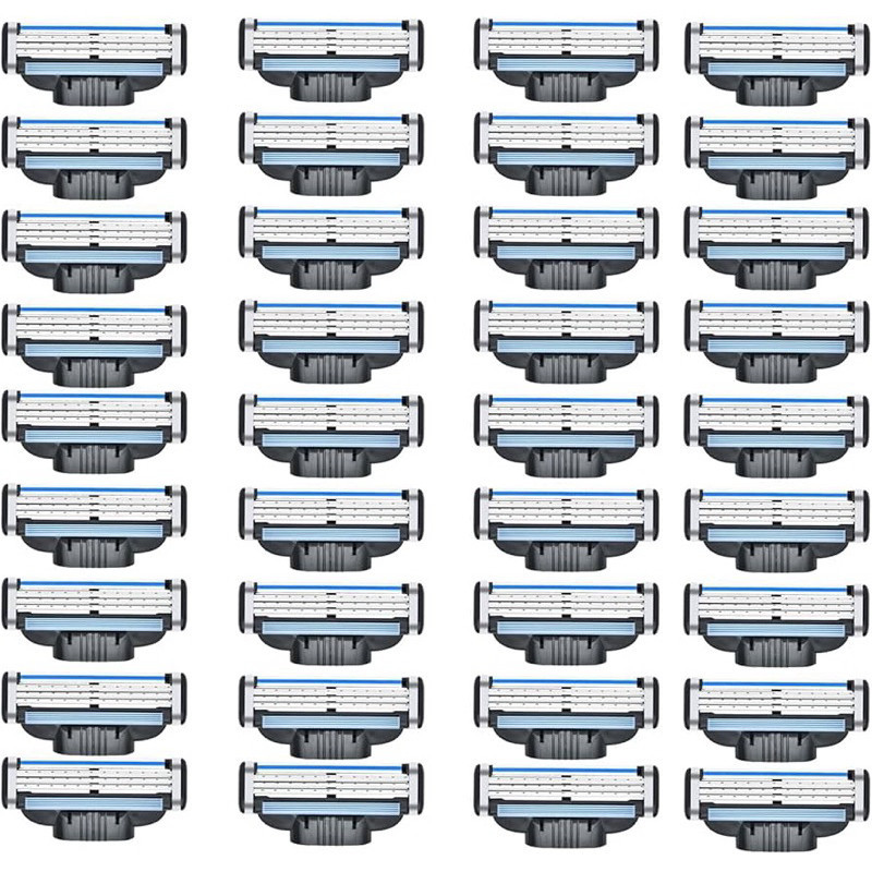 32 Peças De Carga Para Mach 3 Lâminas Cartuchos De Barbear Masculinos Recarga Cabeça