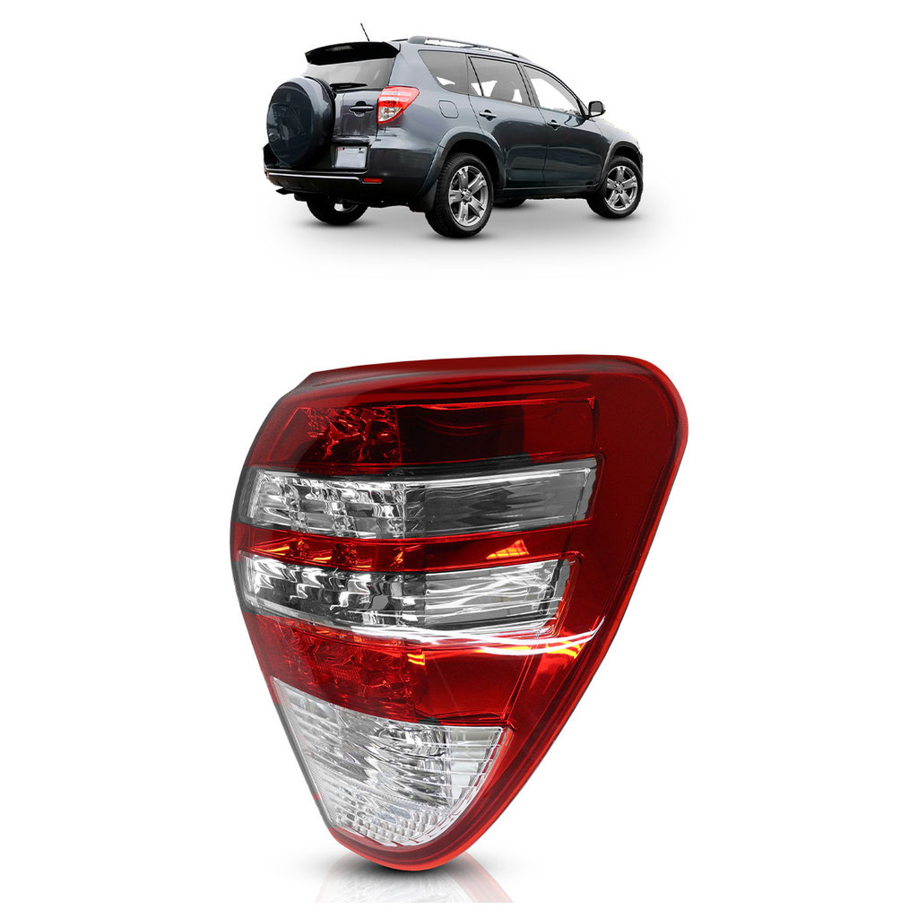 Sinaleira Traseira Rav4 2009 2010 2011 2012 Led Bicolor Lente Estriada Acrílico