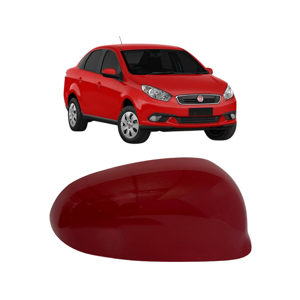 Capa Moldura Retrovisor Grand Siena 2012 à 2021 Padrão Original Vermelho Alpine Direito