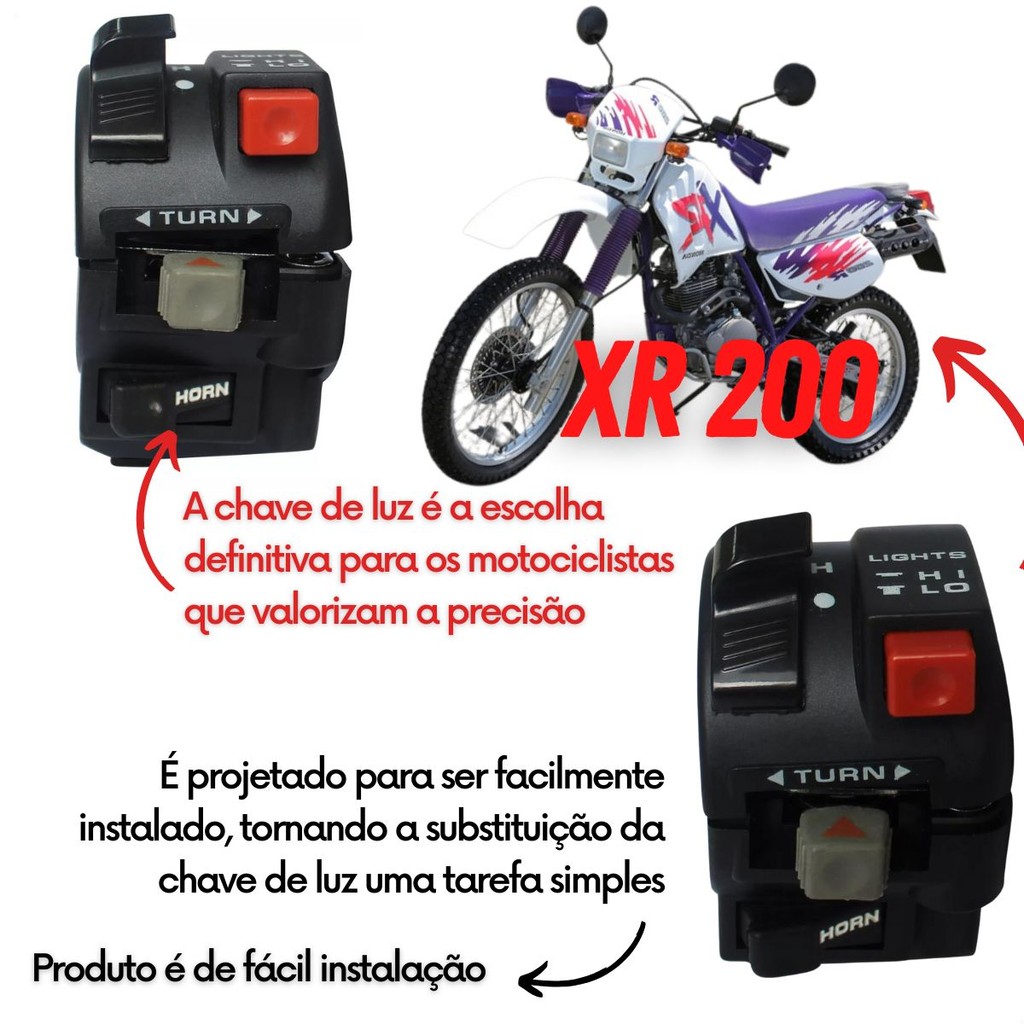 Punho Chave De Luz Seta Honda Xr 200R 1994 Até 2003 Buzina — imagem 2 de 2