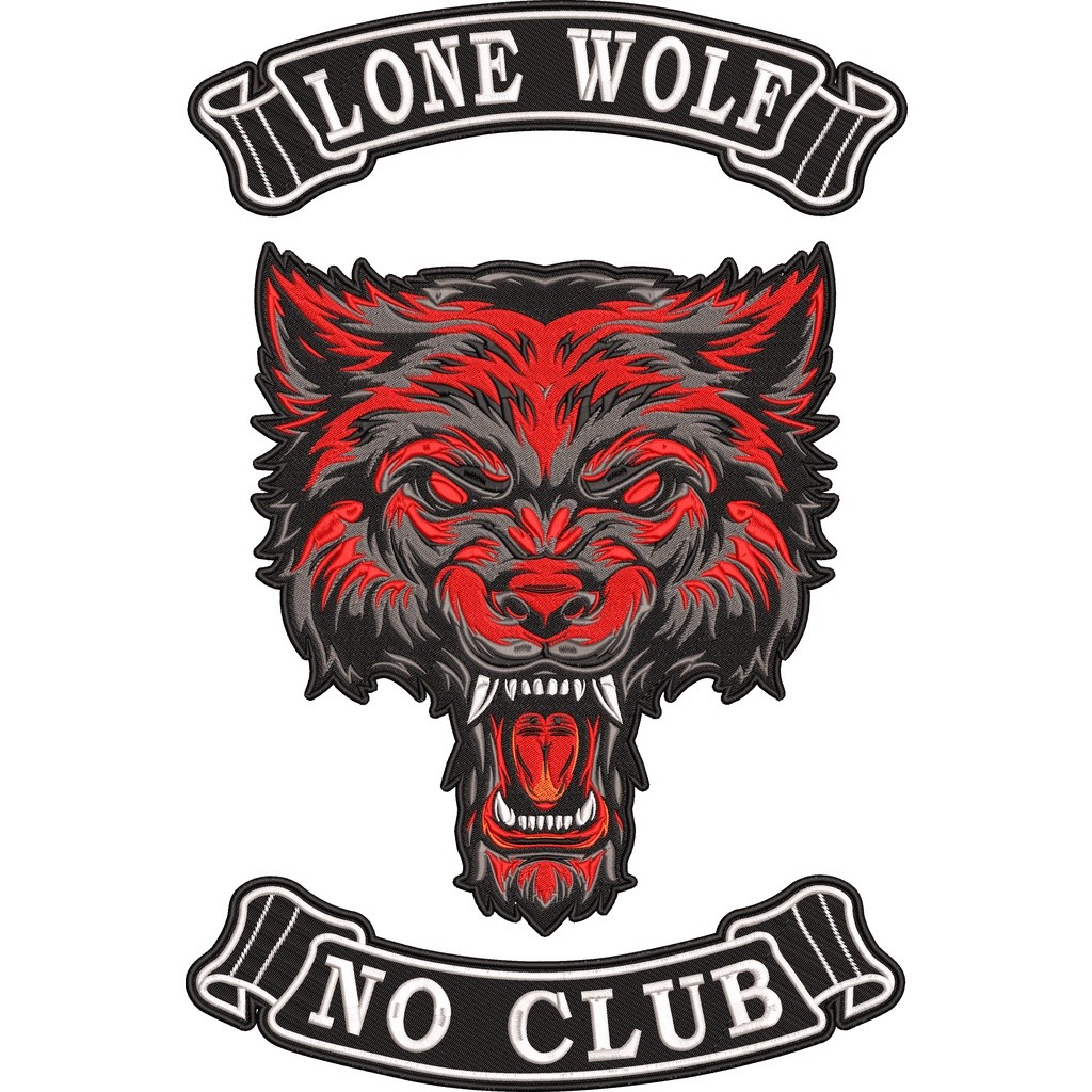 Combo 3 Patch Bordado Lobo Vermelho Motocross Moto Clube P/ Macacão Anm11
