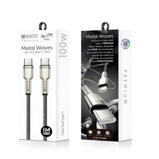 Cabo Turbo Metal Waves Tipo C Tipo C Hrebos Premium CB-351C em Oferta na Shopee