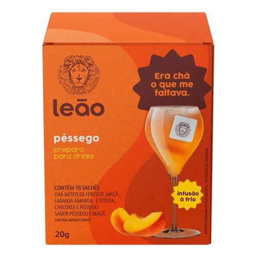 Chá Pêssego Drinks Leão 10 Sachês