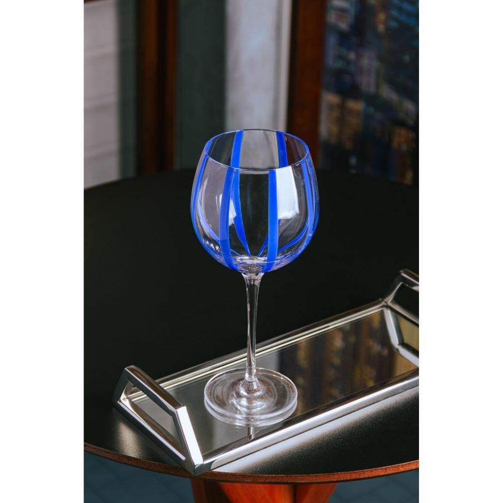 2 Taças para Vinho Azura 450ml Azul Vidro Wolff
