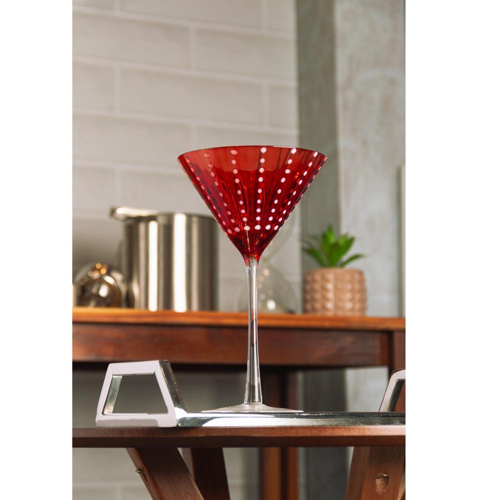 2 Taças para Martini Orquídea 220ml Vermelho Vidro Wolff em Oferta na Shopee