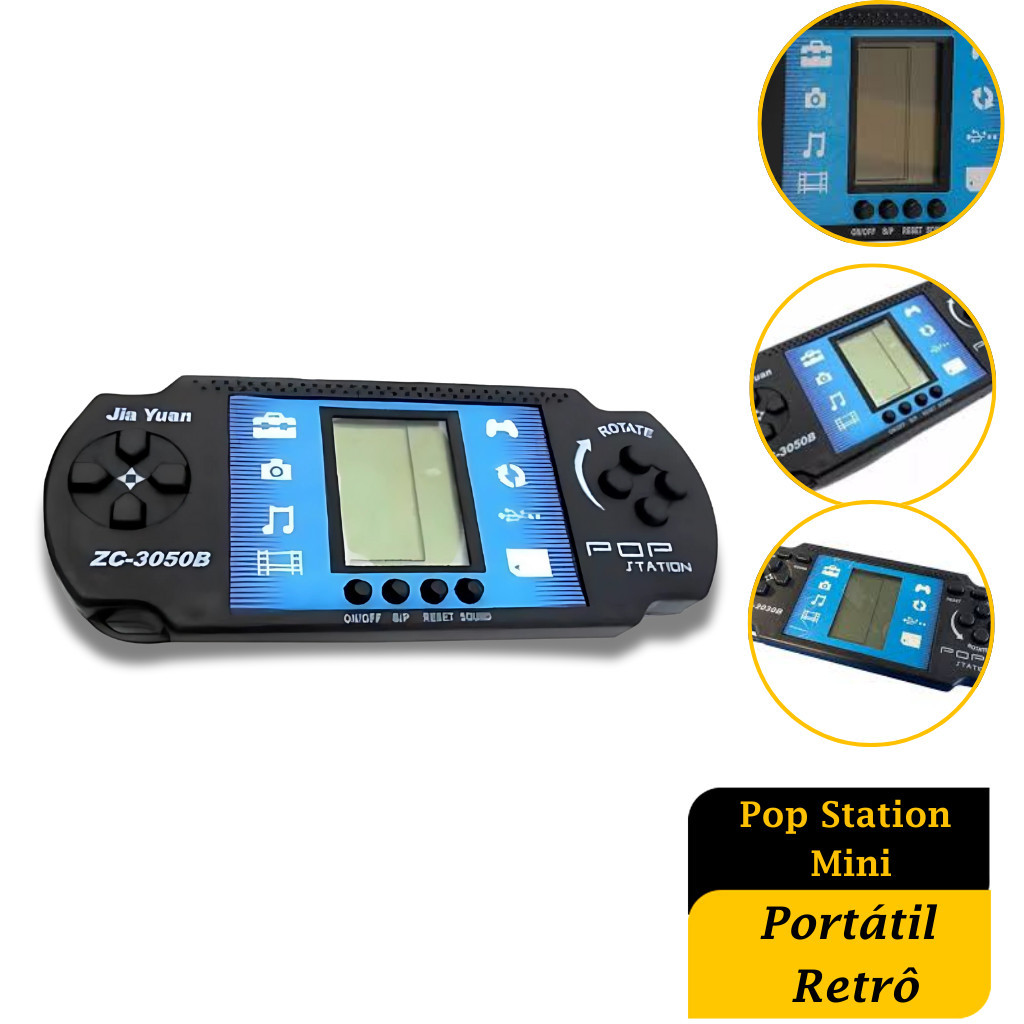 Pop Station Mini Game Portátil Retrô De Mão Puzzle E Brick Brain Training 9999 Jogos Eletrônicos