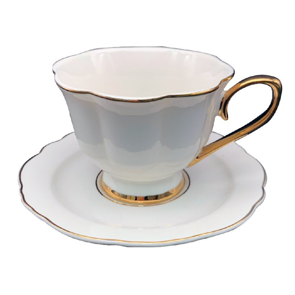 Jogo de 6 Xícaras para Café chá Mon Charman borda dourada 240ml branco Bela e a Fera — imagem 2 de 2