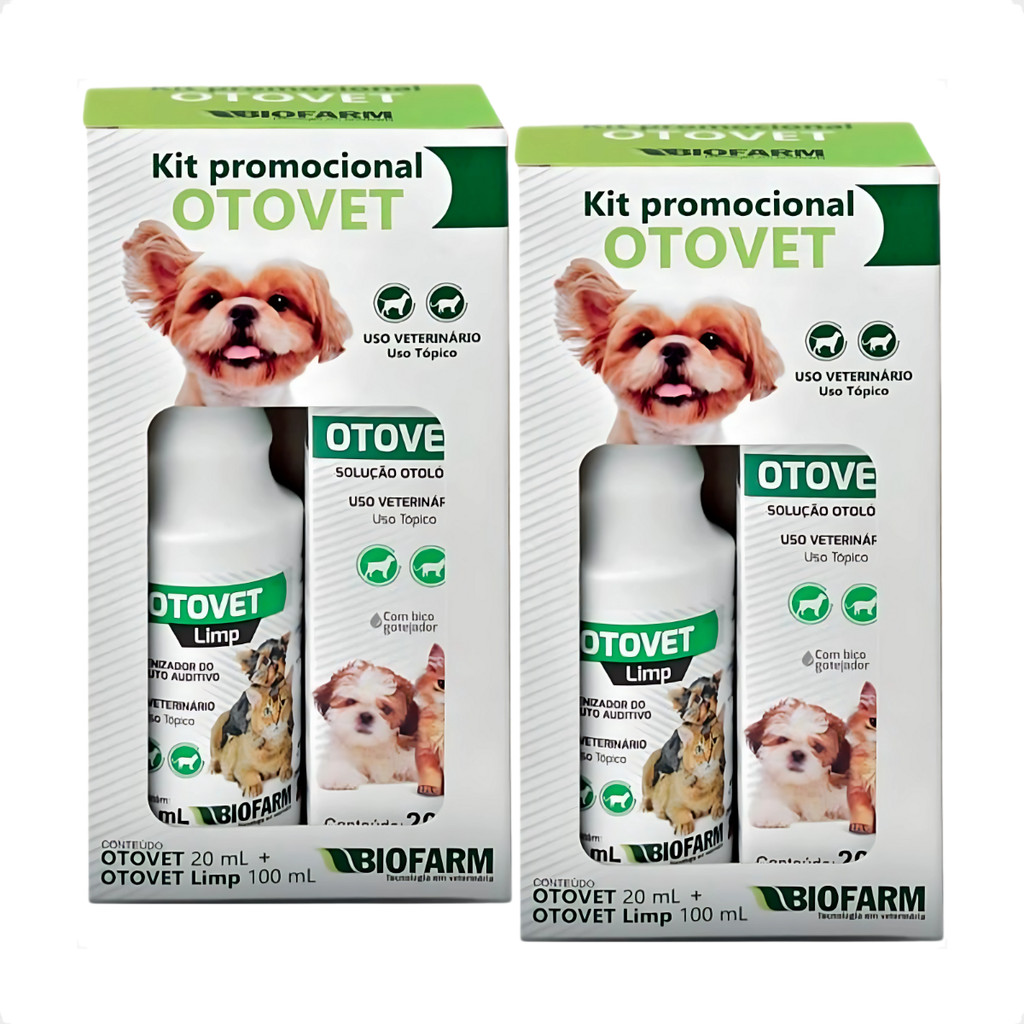 2 Kit Solução Limpeza Otovet Biofarm para Cães e Gatos em Oferta na Shopee