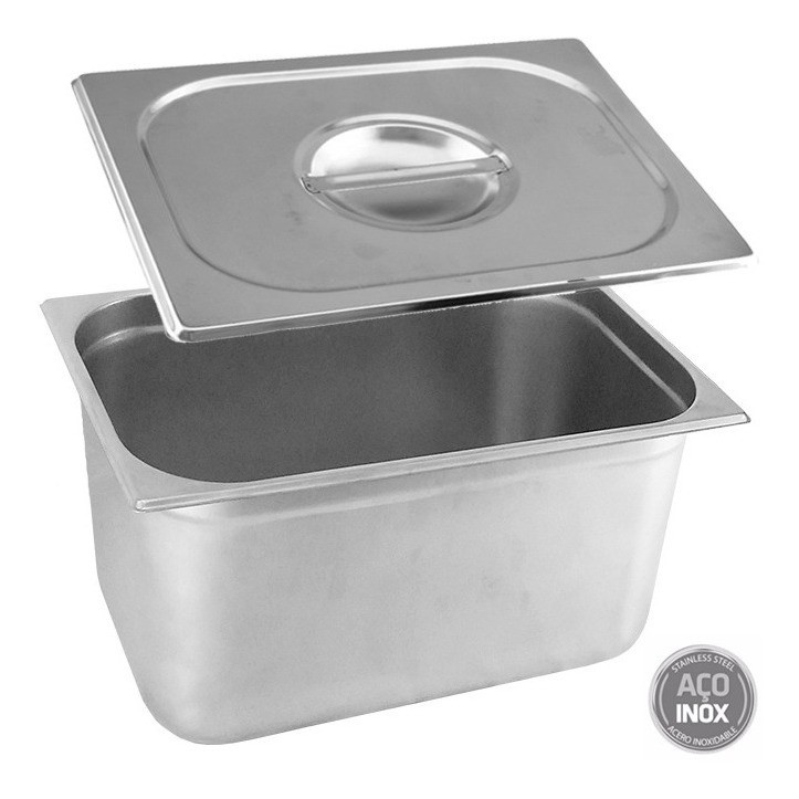 Cuba Gastronomica Gn 1/1x200mm 530x325mm Inox E0,7 Com Tampa em Oferta na Shopee