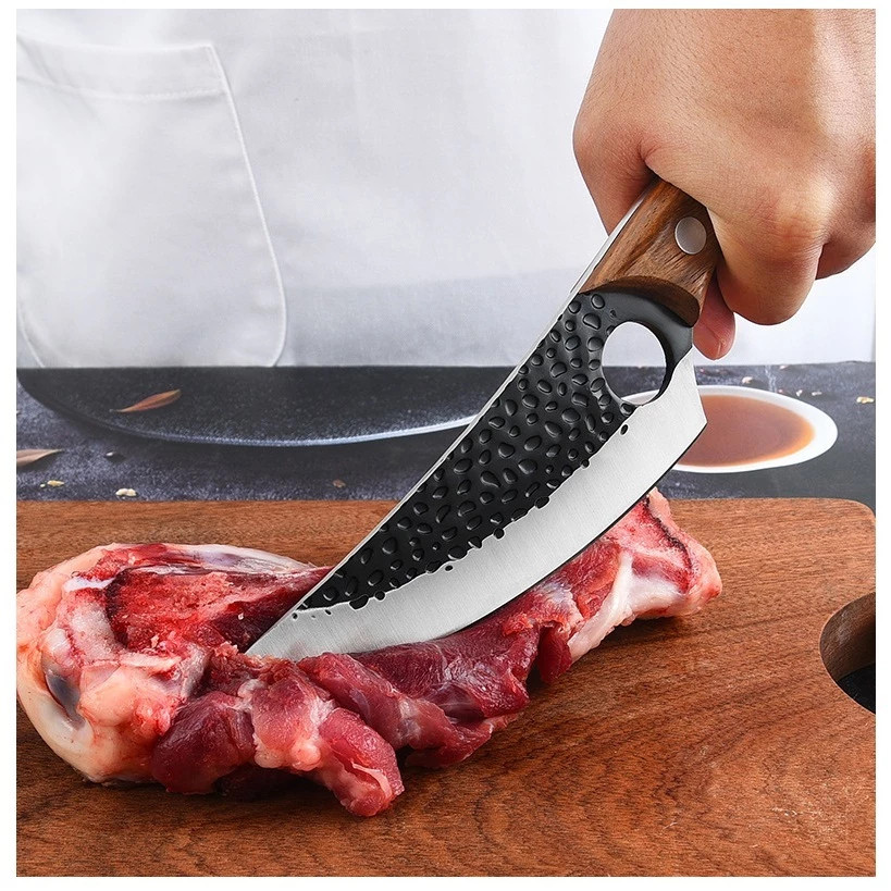 Faca Artesanal Damasco Gourmet Profissional 6 Polegadas Cabo Madeira Faca Para Churasco