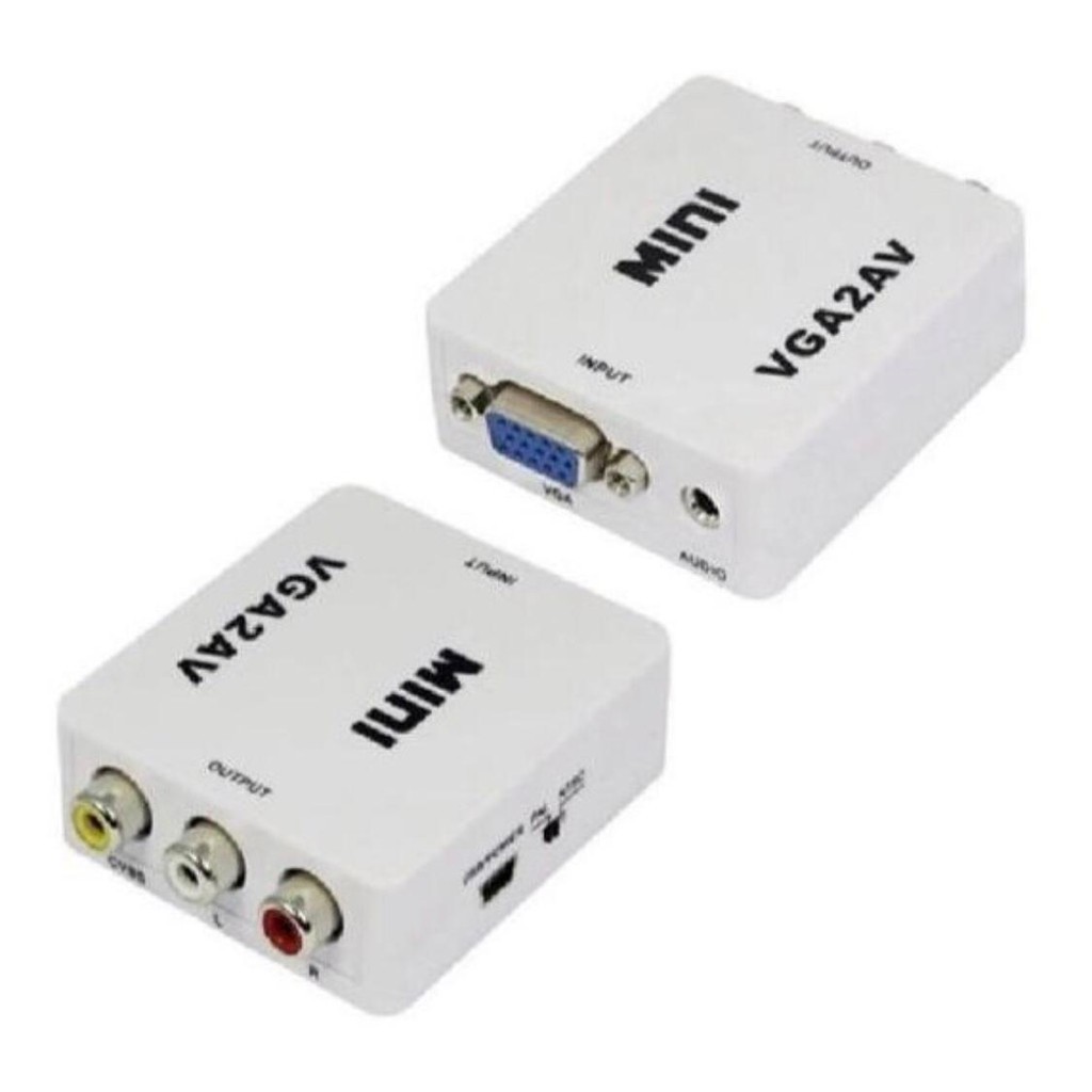 mini adaptador Vga2Av conversor para audio e video em Oferta na Shopee