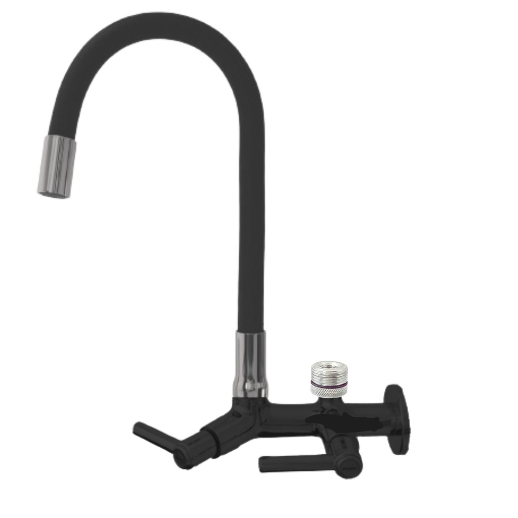 Torneira Gourmet Bica Móvel Preta Parede Com Saída P/ Filtros Máquinas Lava Louças ou roupas 3/4