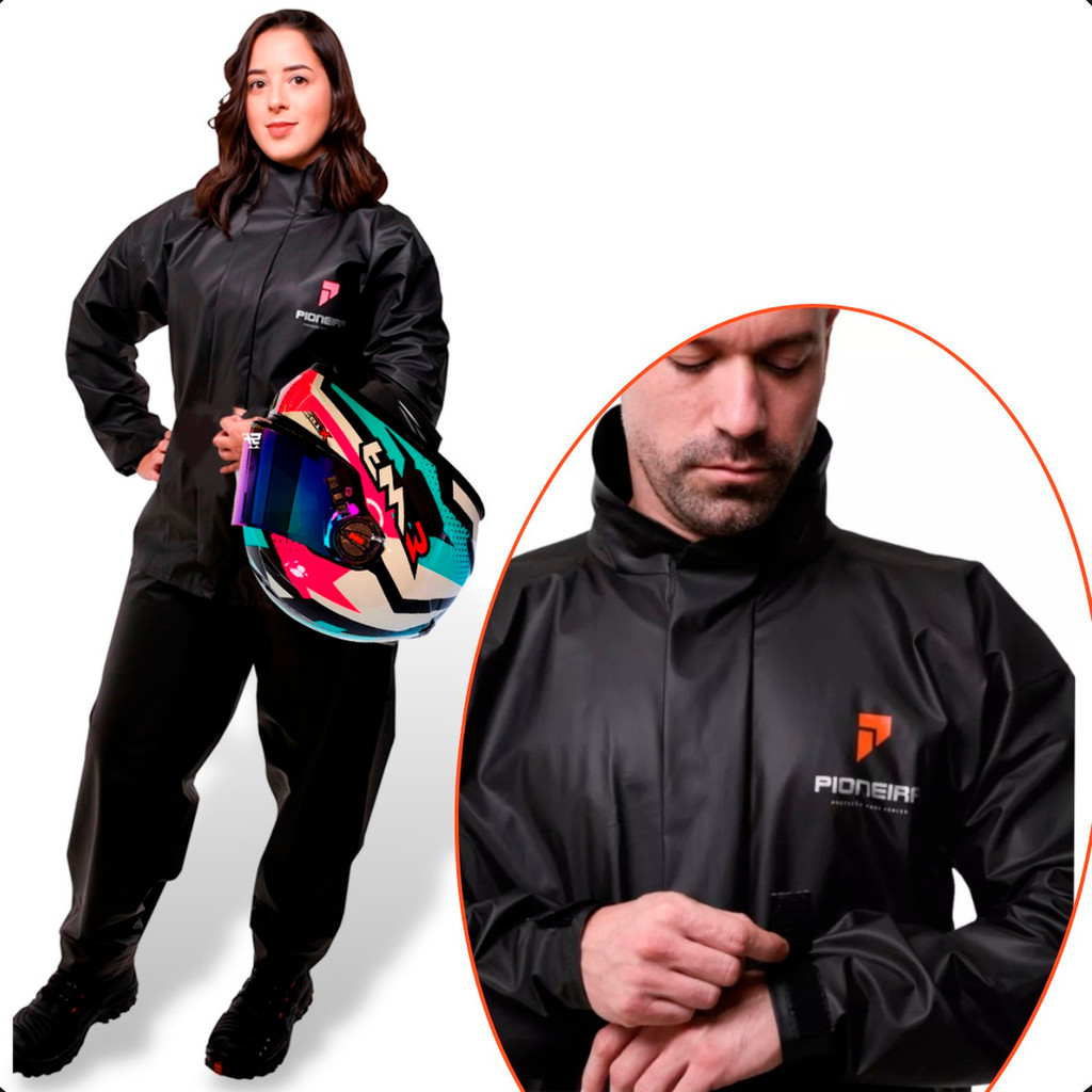 Capa de Chuva Modelo Combate Com Gola Feminino e Modelo Masculino Com CAPUZ – Pioneira