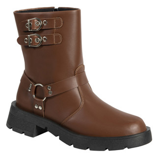 Bota Coturno Feminina Cano Médio Tratorado Fivela Plataforma em Oferta na Shopee