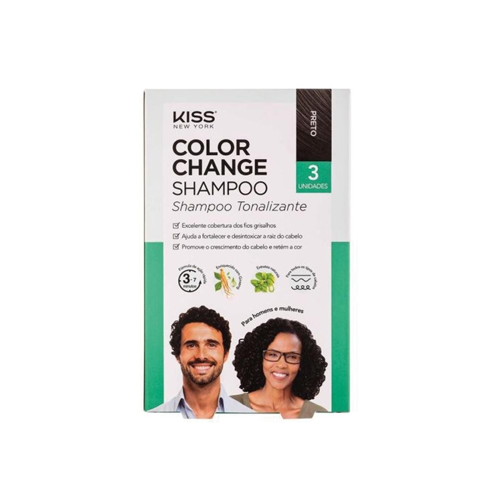 Shampoo Tonalizante Kiss NY Preto C/3