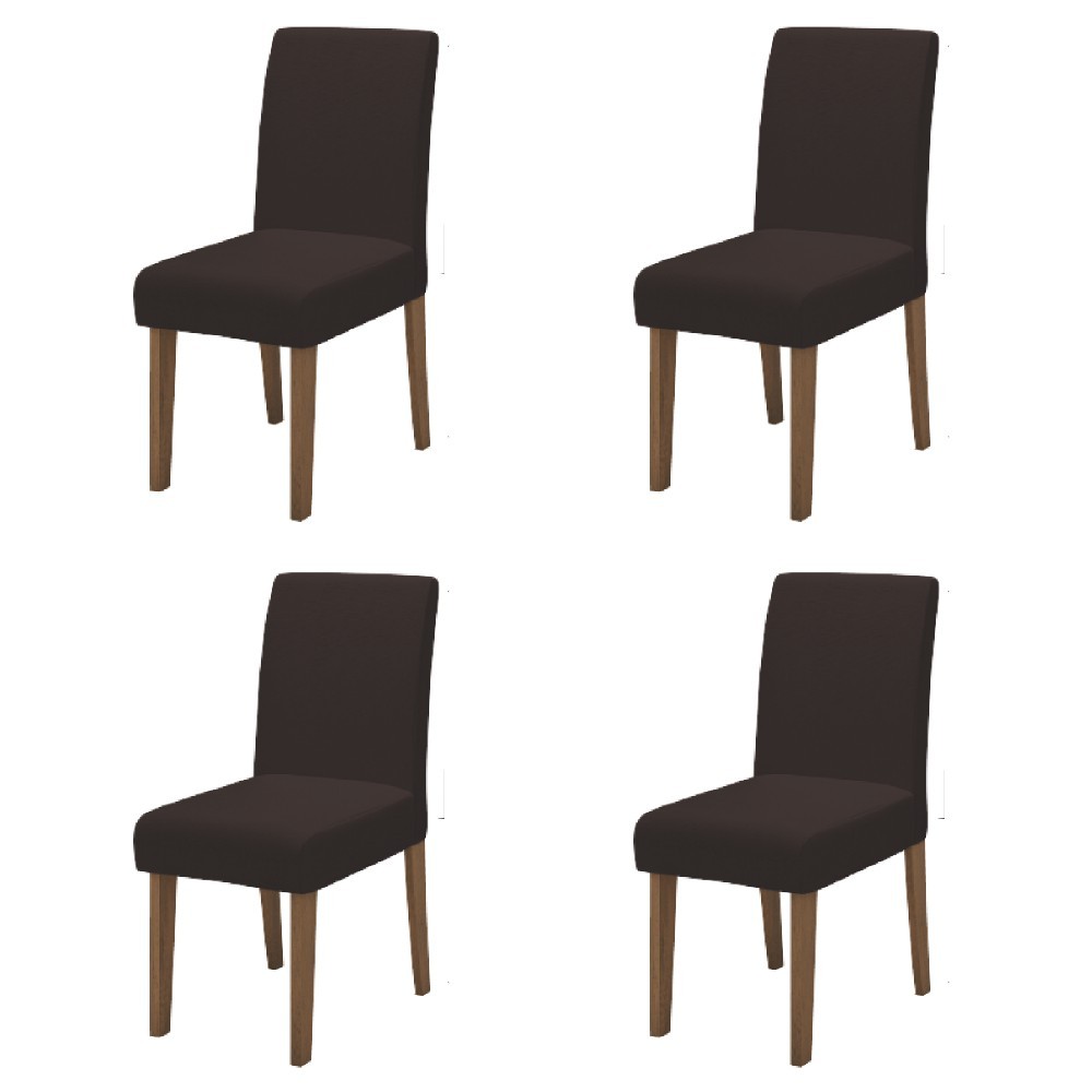 Conjunto Com 4 Cadeiras Estofada Sala de Jantar Trieste Siena Cedro / Marrom Dobuê em Oferta na Shopee