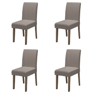 Conjunto Com 4 Cadeiras Estofada Sala de Jantar Trieste Siena Cedro / Mascavo Dobuê em Oferta na Shopee