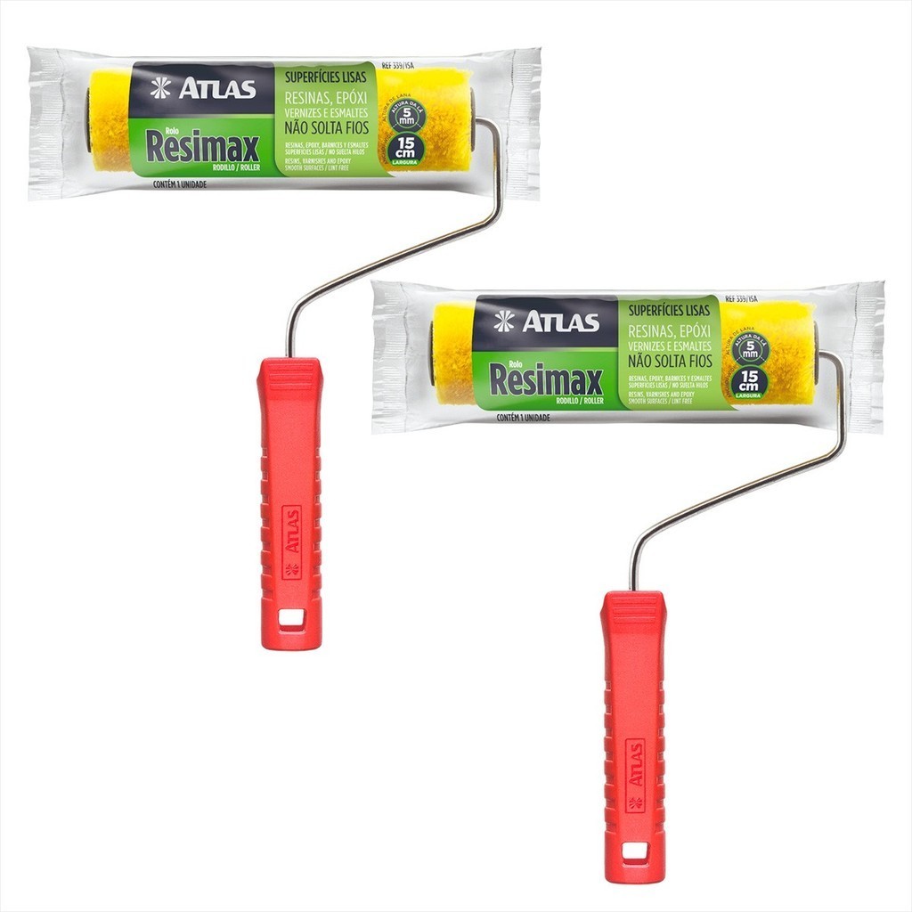 Rolo Resimax Pintura Resina Epoxi Atlas 15cm - Kit 2 Und