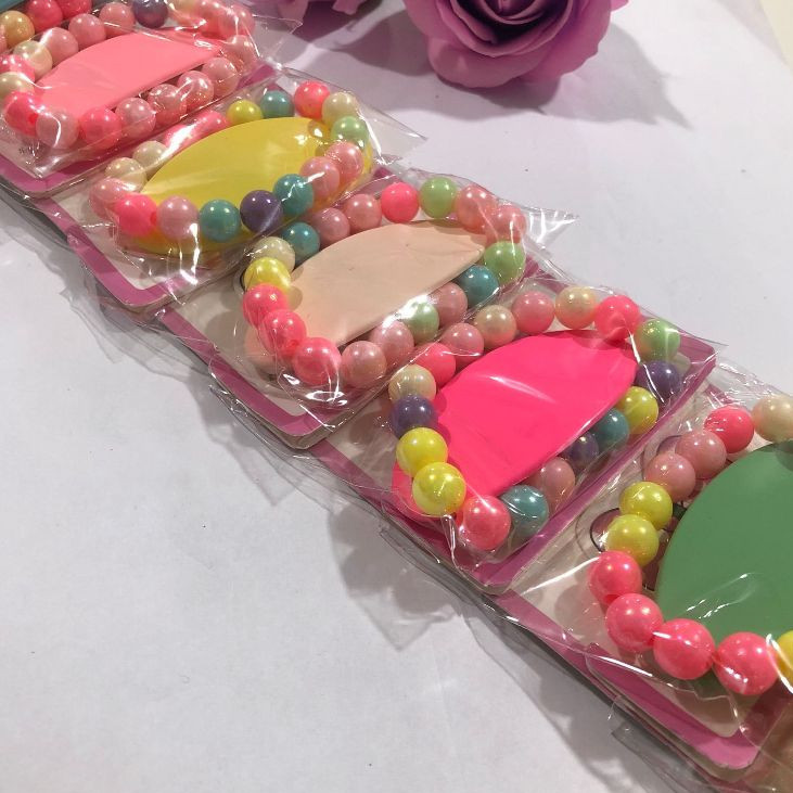Conjunto de pulseira infantil com miçangas Rainbow Colors Plus prendedor de cabelo