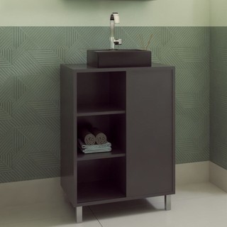 Gabinete para Banheiro com Cuba Preta 60cm 1 Porta de Correr Julia Grafite em Oferta na Shopee
