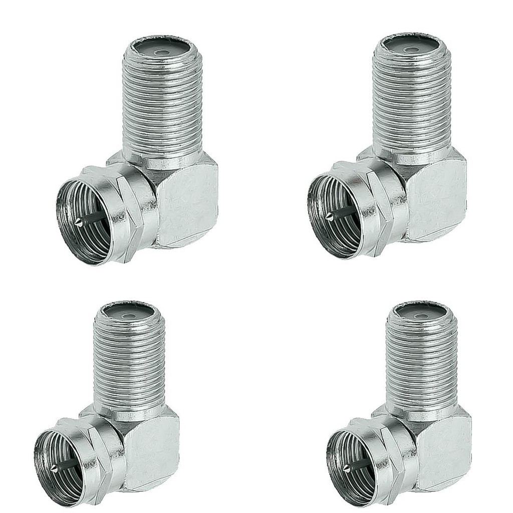 Imagem Kit 4 Conectores Adaptador F Macho X F Fêmea Para Antena Tv 90° Graus Televisão Sinal Imagem Melhor
