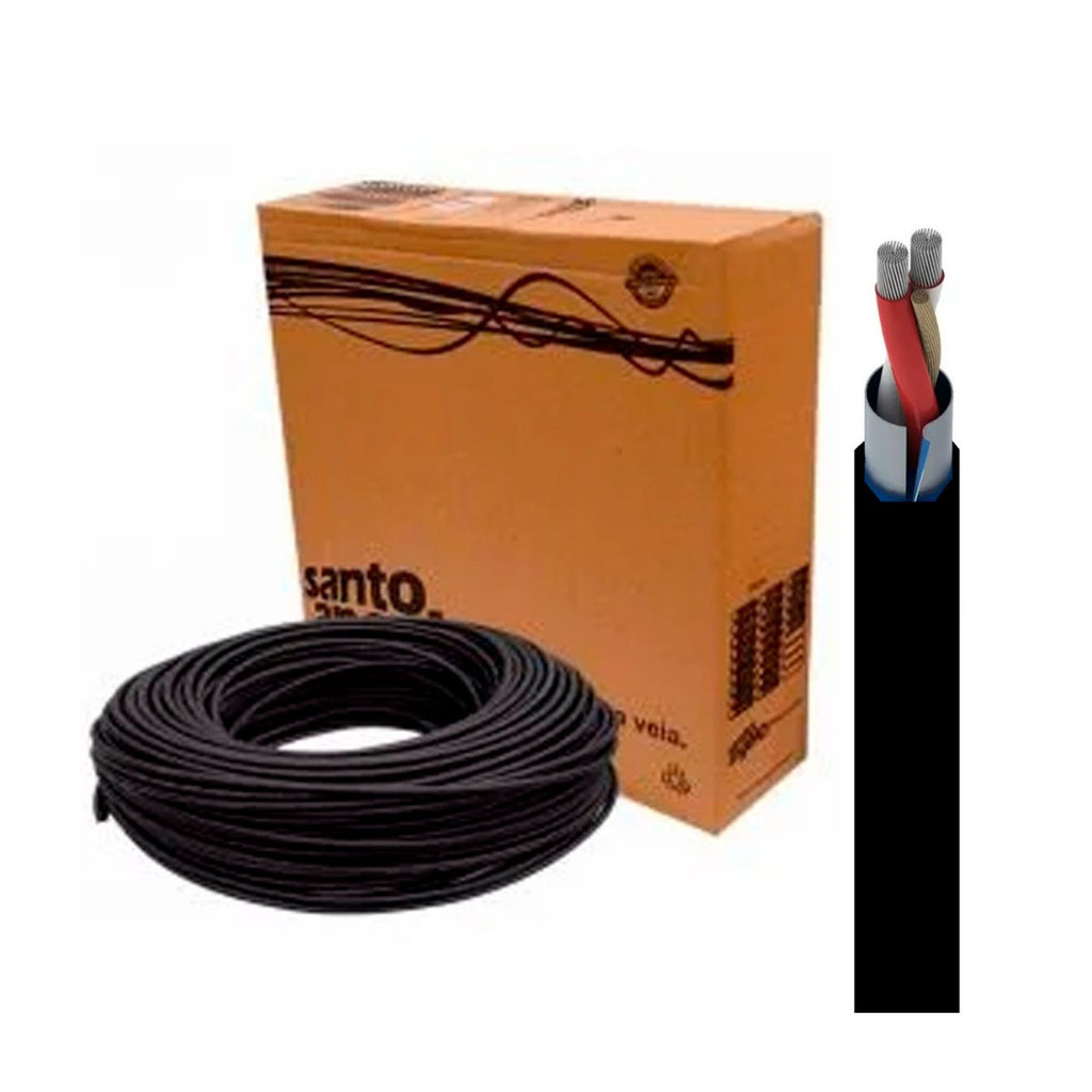 Cabo De Microfone Balanceado Santo Angelo D20 Rolo 1 Metros Preto- Espessura Fina 0,20mm²