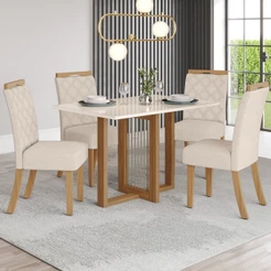 Mesa de Jantar 4 Lugares Charlotte com Vidro