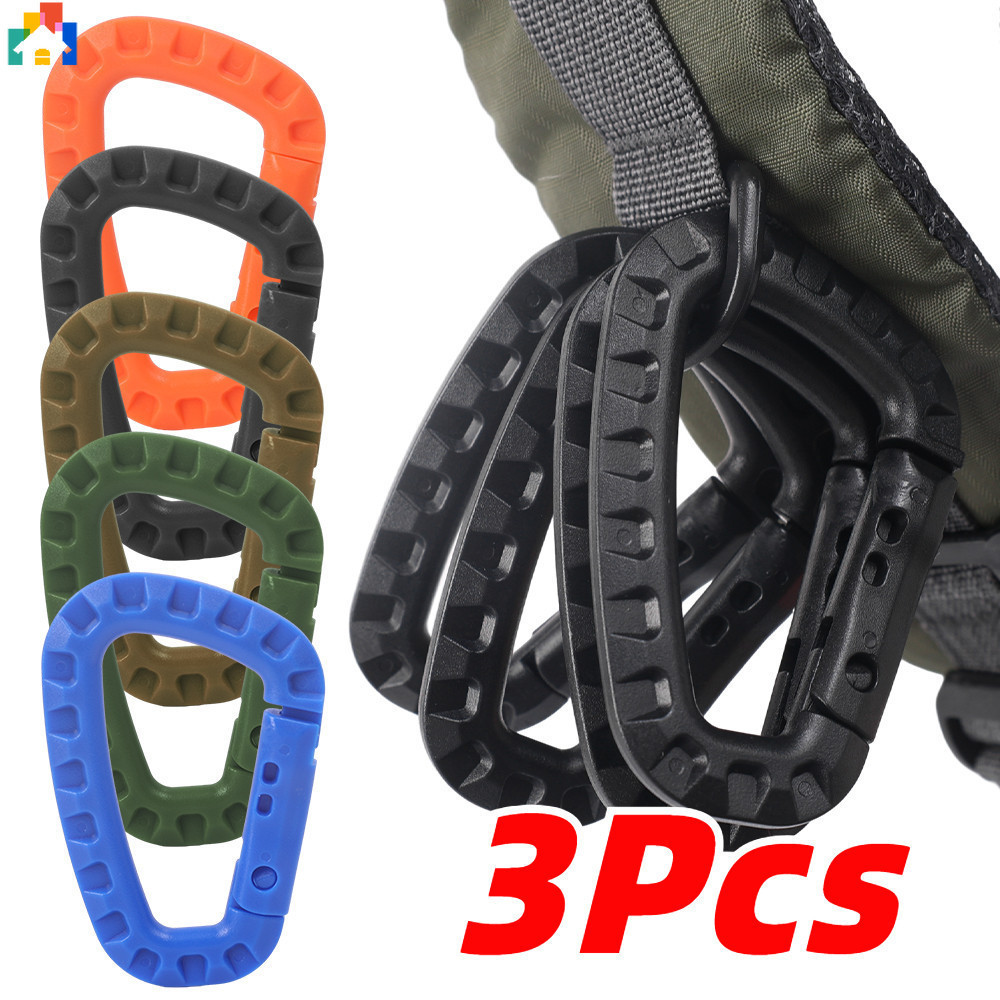 3Pcs 8,3cm Mochila Tática Fivela De Rápida Mosquetão Plástico Gancho Em Forma De D Engrenagem De Grampo Para Camping Exterior