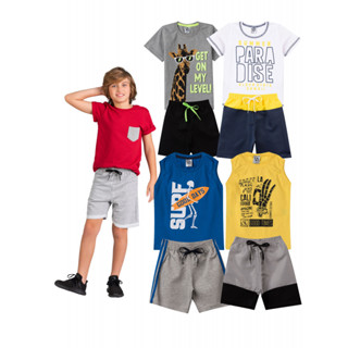 Kit Sortido 8 Peças de Roupas Infantis Masculino Verão- 4 Camisas + 4 Shorts em Oferta na Shopee